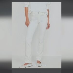 White Boot Leg Jeans with Mid-Rise Waist